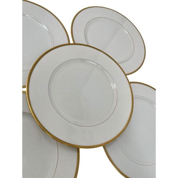 Set 5 Lenox Tuxedo Dinner Plates Gold Rim J-33 Ovington Bros Green Backstamp - Picture 2 of 16